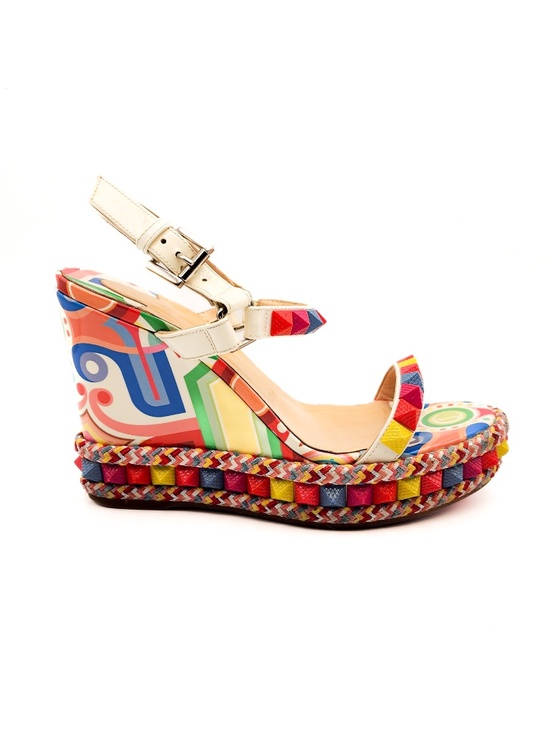 Christian Louboutin Shoes - Christian Louboutin Leather Pyraclou 110 Studded Platform Sandals EU 37